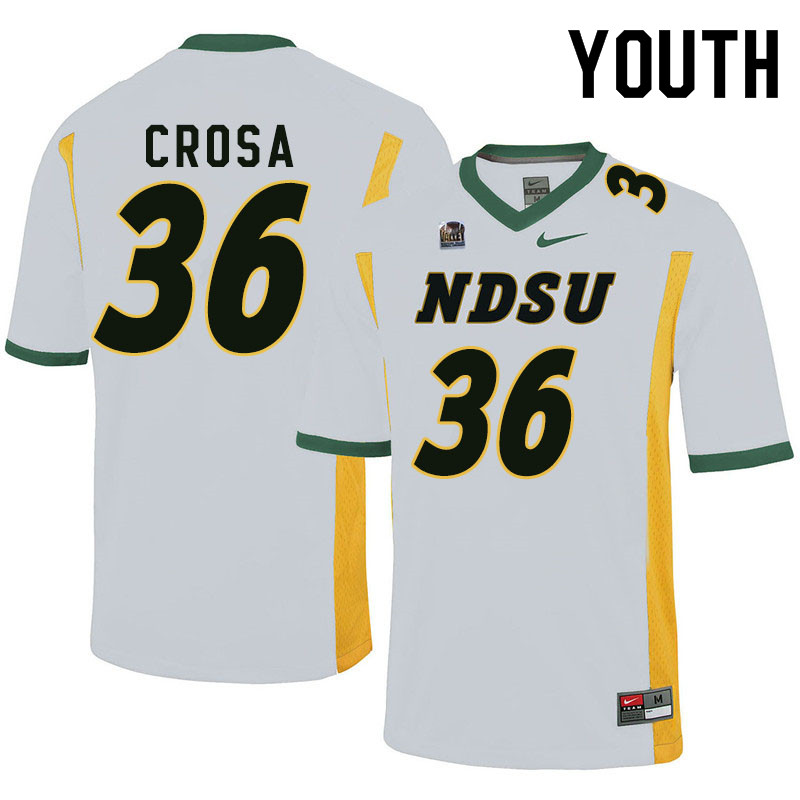 Youth #36 Griffin Crosa North Dakota State Bison College Football Jerseys Sale-White - Click Image to Close
